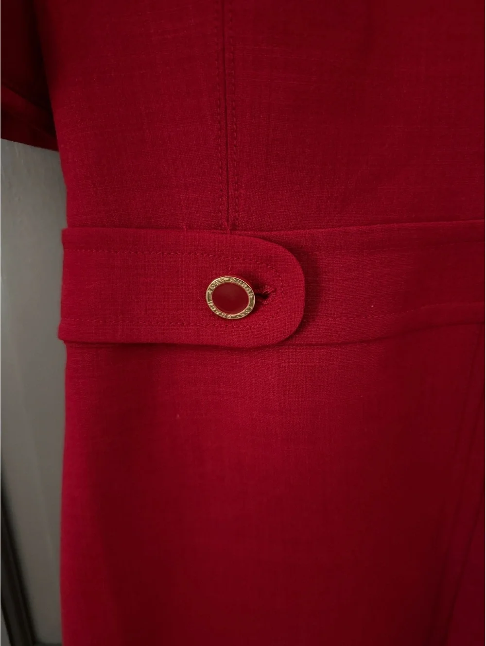 Tory Burch Women's Red Lydia Sheath Red Gold Button Accents Dress Size 10 NWT